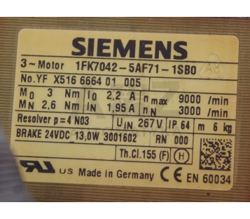 SIEMENS 1FK7042-5AF71-1SB0  1FK70425AF711SB0