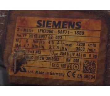SIEMENS 1FK7060-5AF71-1SB0  1FK70605AF711SB0 