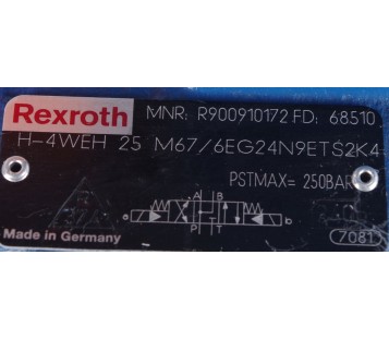 REXROTH H-4WEH 25 M67/6EG24N9ETS2K4 R900910172 + 4WE 6 J62/EG24N9K4 R900561288 