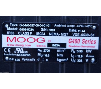 MOOG G400 SERIES SERVOMOTOR G-5-M6-027-06-04-01-01  G405-502A ! NEW !