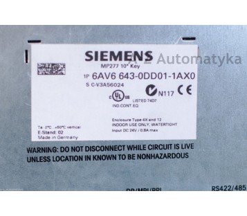 SIEMENS MP277 10" 6AV6 643-0DD01-1AX0 ( 6AV66430DD011AX0 ) 6AV6643-0DD01-1AX0