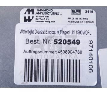 HAMMOND 520549 4508904788 WATERTIGHT DIECAST ENCLOSURE, 1590WDFL ! NEW !