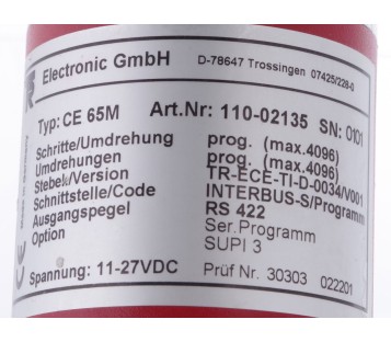 TR ELECTRONIC CE 65M CE65M 110-02135 11002135 