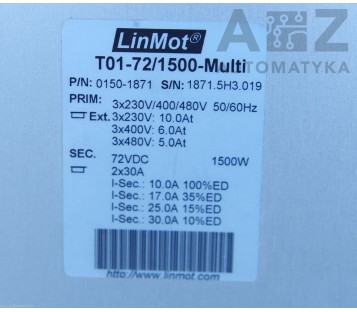 LINMOT T01-72/1500-MULTI  0150-1871 3ph RECTIFIER TRANSFOMER 