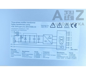 LINMOT T01-72/1500-MULTI  0150-1871 3ph RECTIFIER TRANSFOMER 