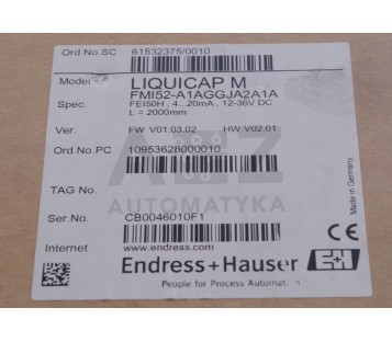 ENDRESS + HAUSER LIQUICAP M FMI52-A1AGGJA2A1A  FMI52A1AGGJA2A1A