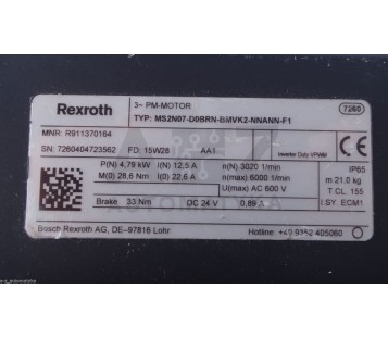 REXROTH R911370164 MS2N07-D0BRN-BMVK2-NNANN-F1  MS2N07D0BRNBMVK2NNANNF1 