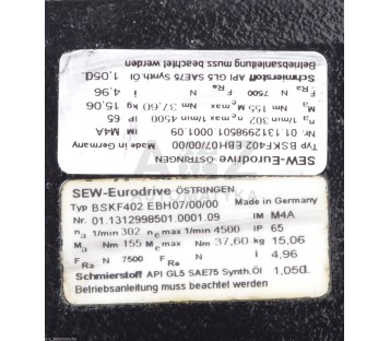 SEW EURODRIVE BSKF402 EBH07/00/00 GEARHEAD