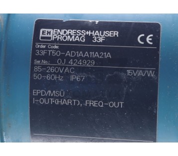 ENDRESS + HAUSER PROMAG 33F 33FT50-AD1AA11A21A   33FT50AD1AA11A21A 