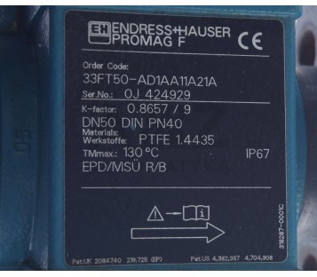 ENDRESS + HAUSER PROMAG 33F 33FT50-AD1AA11A21A   33FT50AD1AA11A21A 