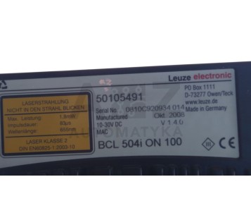 LEUZE BCL 504I ON 100   BCL504ION100  50105491 