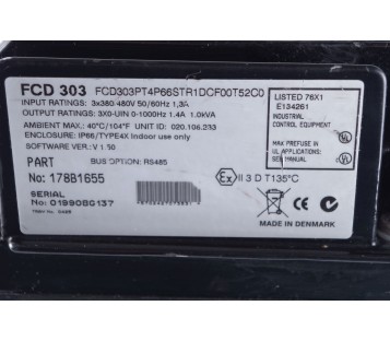 DANFOSS FCD 303 FCD303 FCD303PT4P66STR1DCF00T52C0 178B1655