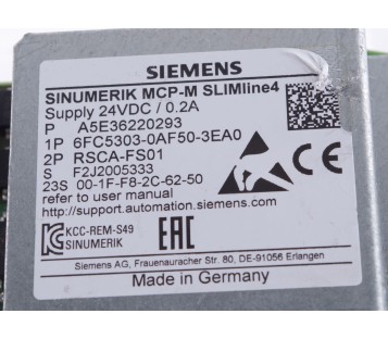 SIEMENS SINUMERIK MCP-M SLIMLINE4 6FC5303-0AF50-3EA0 6FC53030AF503EA0