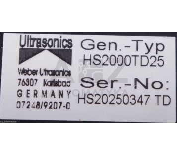 WEBER ULTRASONICS HS2000TD25 