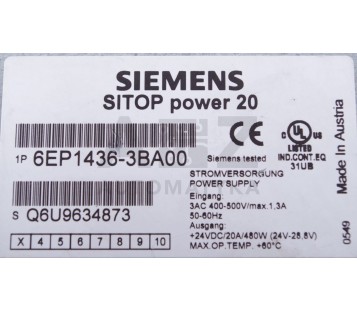 SIEMENS SITOP 6EP1 436-3BA00 ( 6EP14363BA00 6EP1436-3BA00 ) POWER SUPPLY