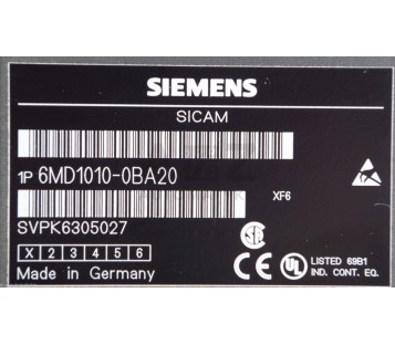 SIEMENS SICAM 6MD1010-0BA20 6MD10100BA20