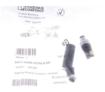 PHOENIX CONTACT SACC-M8MS-3CON-M-SW 1501252 3PIN M8 MALE SENSOR PLUG ! 5PCS !NEW