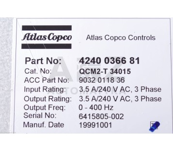 ATLAS COPCO 4240 0355 81 4240036681 QCM2-T 340 15  QCM2-T 34015