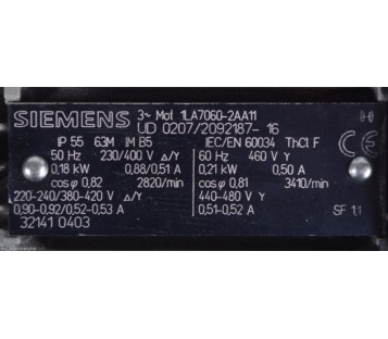SIEMENS 1LA7060-2AA11 1LA70602AA11 