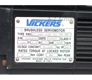 VICKERS FAS K1080045010000 FASK1-080-045-01-00-00 180V 3,7A 3,10kW 4500rpm 8pole