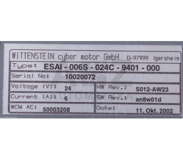 WITTENSTEIN CYBER MOTOR GMBH ESAI-006S-024C-9401-000  ESAI006S024C9401000 