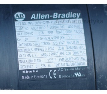 ALLEN BRADLEY KINETIX AC SERVO MOTOR MPG-B050-021M-X125 ( MPGB050021MX125 )