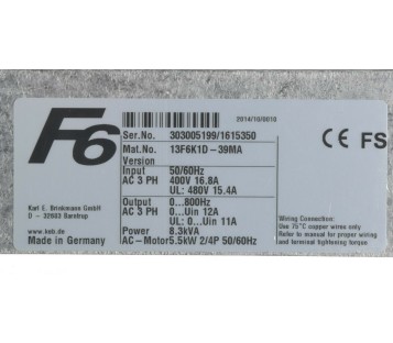 KEB F6 13F6K1D-39MA 13F6K1D39MA 
