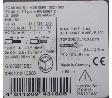 SIEMENS 3RN1012-1CB00  3RN10121CB00 