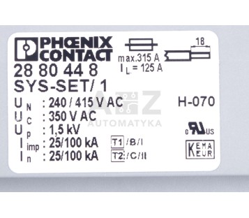 PHOENIX CONTACT SYS-SET/1 2880448 Lightning/surge arrester combination t ! NEW !