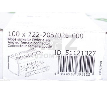 WAGO 722-205 722-205/026-000 ANGLED FEMALE PLUG 5 POLE PIN SPACING 5 MM ! 10PCS 