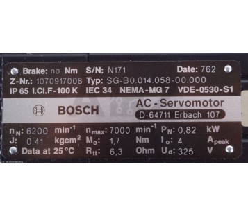 BOSCH AC SERVOMOTOR  SG-B0.014.058-00.000   SGB001405800000 