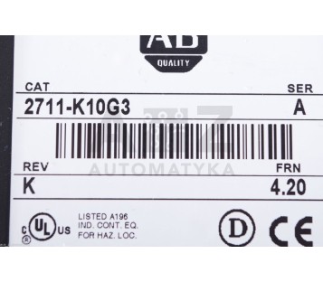 ALLEN BRADLEY PANELVIEW 1000 2711-K10G3 2711K10G3 SER. A REV.K