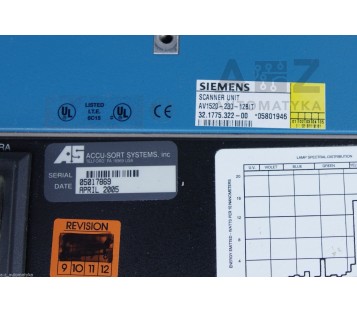 AS ACCU-SORT SIEMENS SCANNER UNIT AV1520-230-12BIT  AV1520-2H