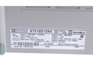 TELEMECANIQUE ATV18D12N4 075774  ! NEW !