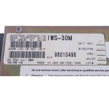 NEMATRON CORPORATION 5840 INTERFACE DRIVE IWS-30M IWS30M 