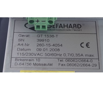 GEFAHARD GF GF 536-T GF1536-T GT1536T 260-15-4054 260154054