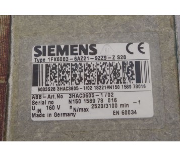 SIEMENS 1FK6083-6AZ21-9ZZ9-Z S28  1FK60836AZ219ZZ9ZS28 