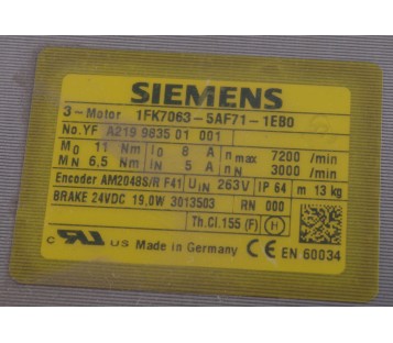 SIEMENS 1FK7063-5AF71-1EB0 1FK70635AF711EB0 ! NEW !
