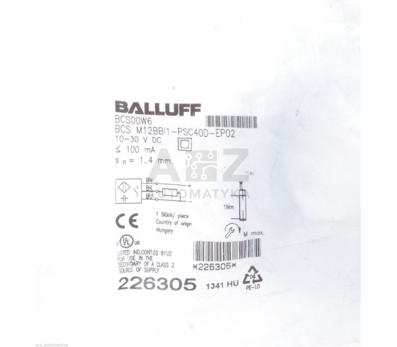 BALLUFF BCS00W6 BCS M12BBI1-PSC40D-EP02  BCSM12BBI1PSC40DEP02  226305 ! NEW !