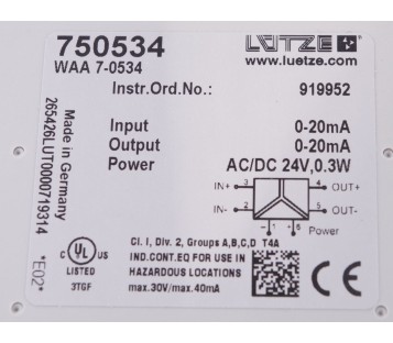LUETZE 750534 919952 WAA 7-0534 ! NEW !