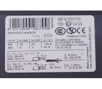 SIEMENS 3RV1031-4AA10 3RV10314AA10 CIRCUIT BREAKER ! NEW !