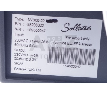 SOLLATEK SVS08-22 SVS0822 98208322 Voltage Stabiliser 