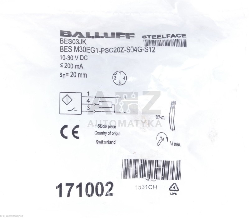 BALLUFF BES03JK BES M30EG1-PSC20Z-S04G-S12  BESM30EG1PSC20ZS04GS12 ! NEW !