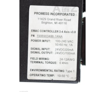 PROMESS EMAC CONTROLLER 3-4 AXIS V3.0 1906903486-7ANA 19069034867ANA V2.2 