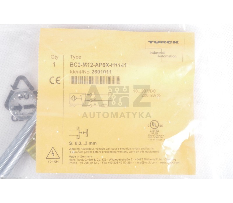 TURCK BC3-M12-AP6X-H1141  BC3M12AP6XH1141 2601011 ! NEW !