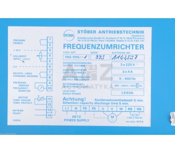 STOBER FREQUENZUMRICHTER FAS 1015 25553  FAS 1015/-1 FAS1015