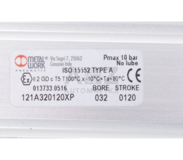 METAL WORK PNEUMATIC 121A320120XP 8024986376890 BORE 32mm STROKE 120mm ! NEW ! 