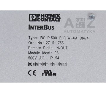 PHOENIX CONTACT IBS IP 500 ELR W-6A DI4/4 2751755 ! NEW IN BOX !