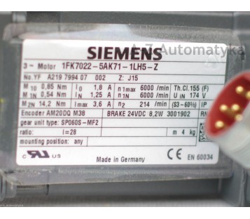 SIEMENS 1FK7022-5AK71-1LH5-Z ( 1FK70225AK711LH5Z )