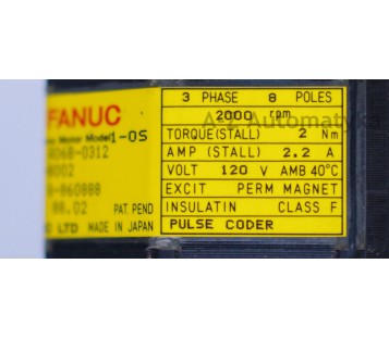 FANUC AC SERVO MOTOR 1-0S A06B-0312-B002